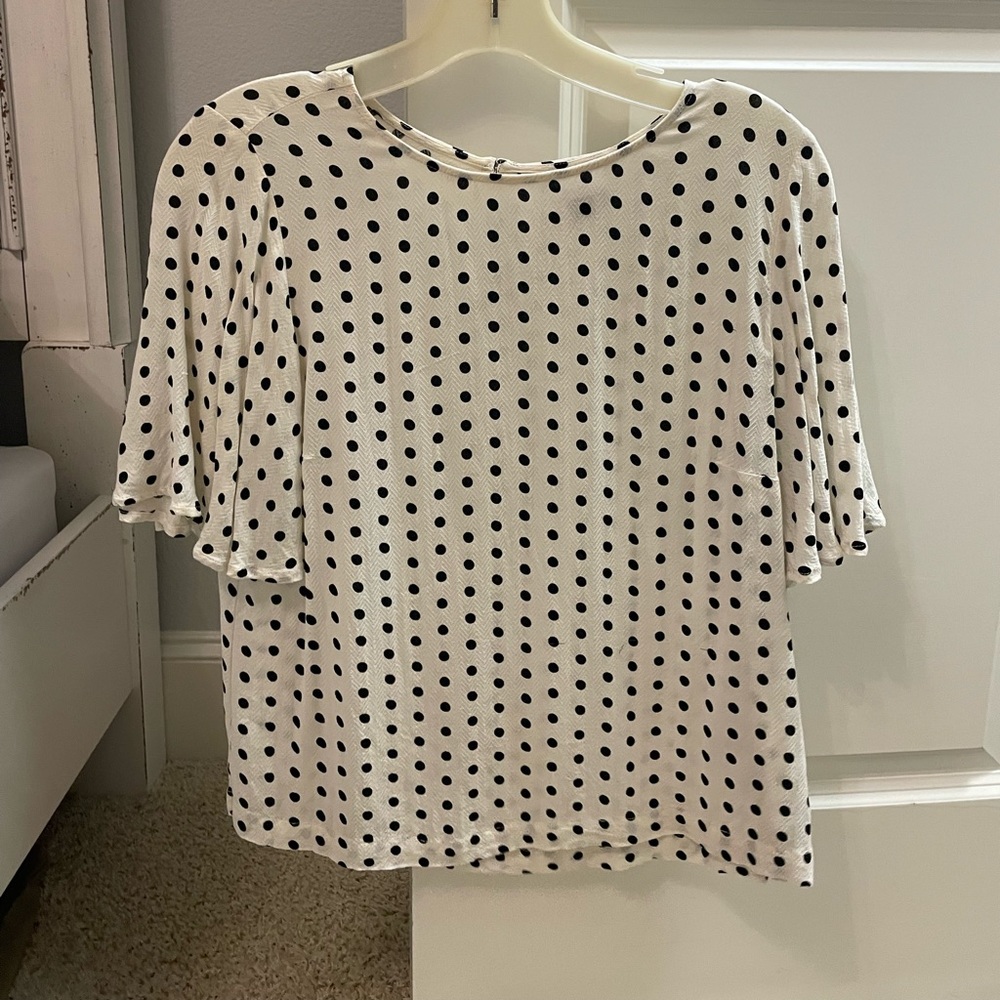black and white polka dot blouse